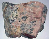 Ett litet foto av den magmatiska bergarten Pegmatit.