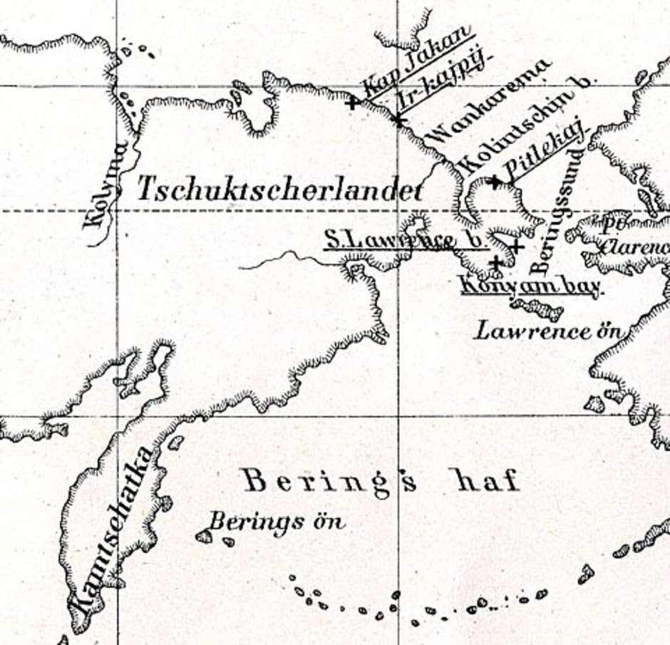 Karta över trakten kring Beringssund
