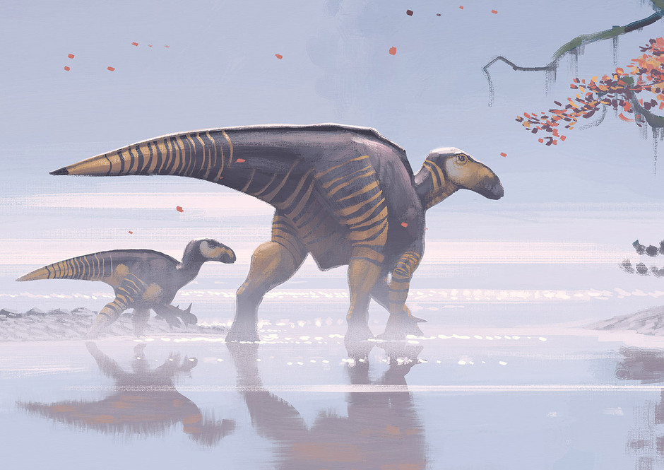 Iguanodon, en växtätare från krita. Bild: Simon Stålenhag.
